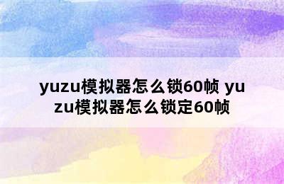 yuzu模拟器怎么锁60帧 yuzu模拟器怎么锁定60帧